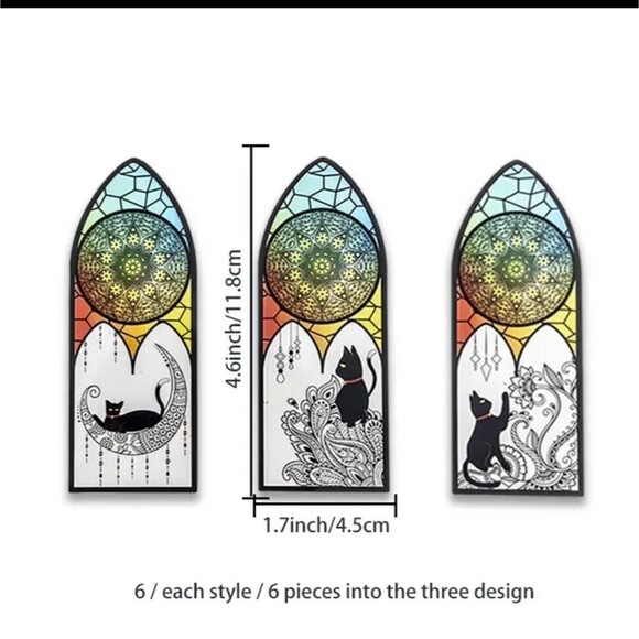 Black Cat stain glass mandala book marks - Picture 2 of 3
